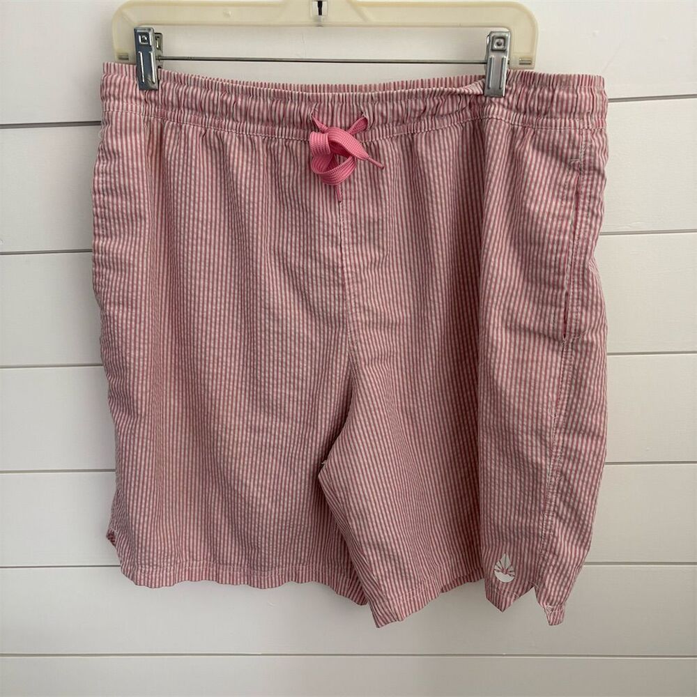 O'Rageous Men's Pink Striped Seersucker 2-in-1 Shorts Size‎ L